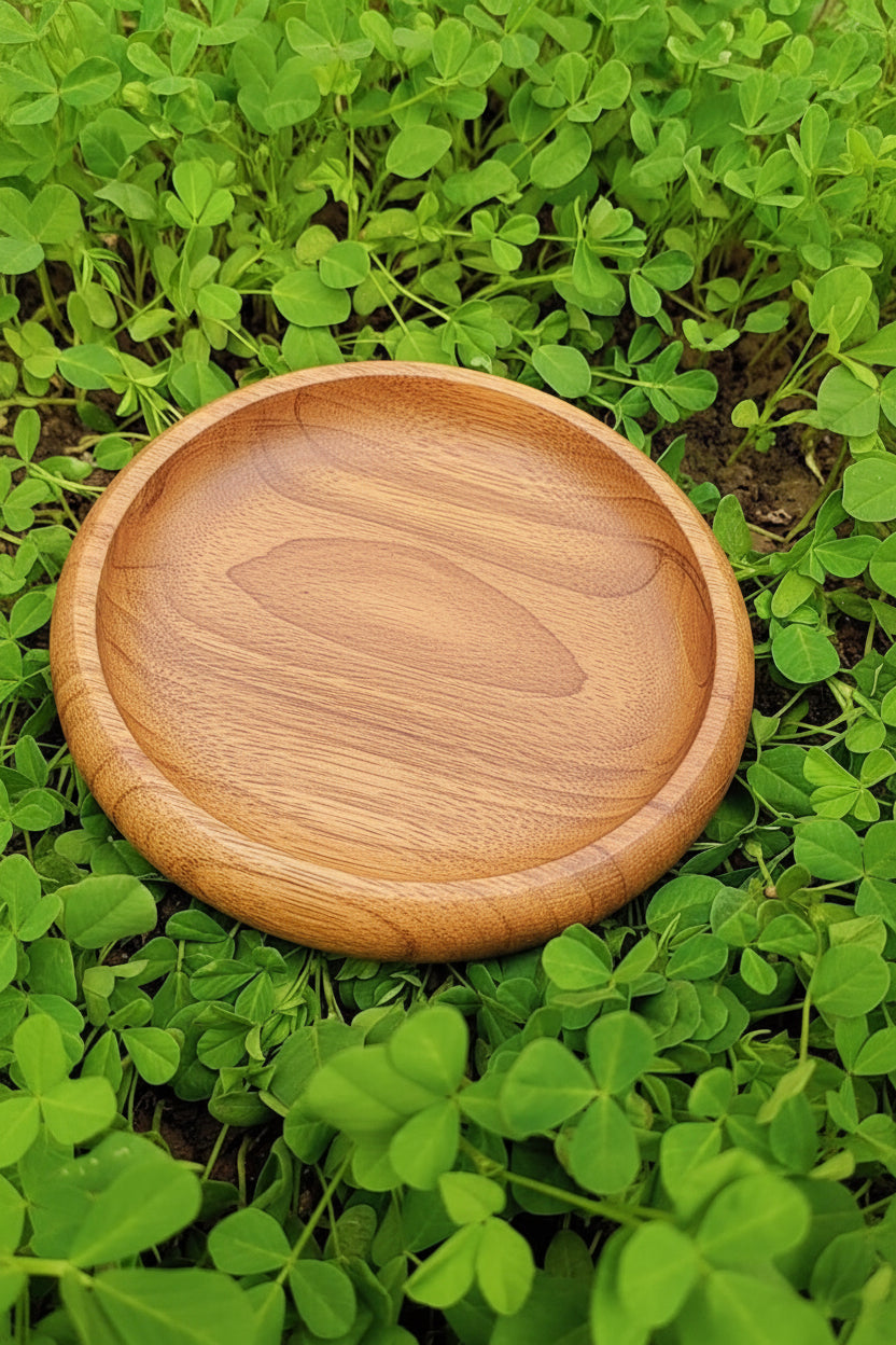 Round Curve Wooden Bowl – Natural Wood Candle Vessel & Craft Container