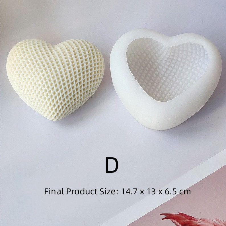 Woven Heart Silicone Mould – 3D Grid Love Heart Candle Resin Cast in 3 Sizes (S ₹135 | M ₹210 | L ₹385)