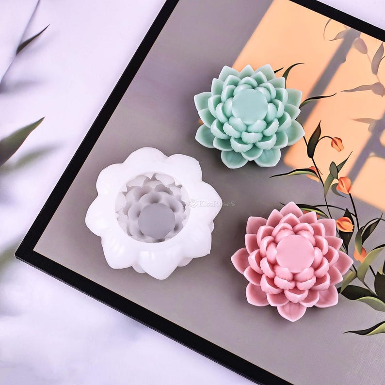 Lotus Candle Mold I 3D Fondant Flower Silicone Scented Wax Mould