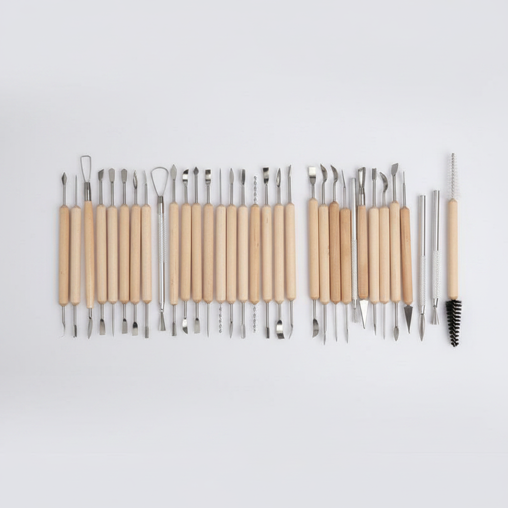 11 Pcs Clay Sculpting Tools Set — Wooden Handle Double-Ended Pottery Tools