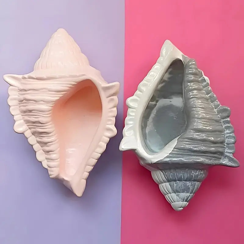 3D Seashell & Conch Silicone Mold for Candle Holders - Epoxy Resin Casting, DIY Plaster & Concrete Storage Boxes, Home Decor Planters & Clay Flower Pots