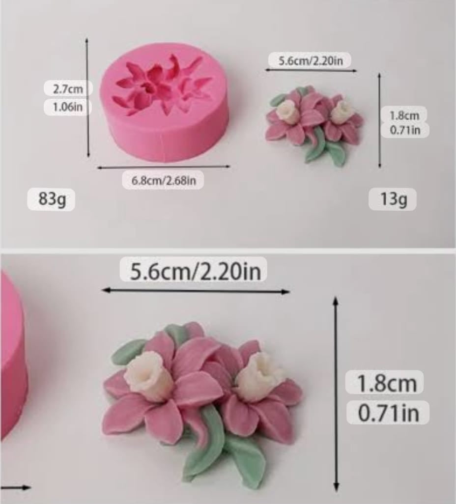 3-flower morning glory silicone mold for floral candles and decorative crafts