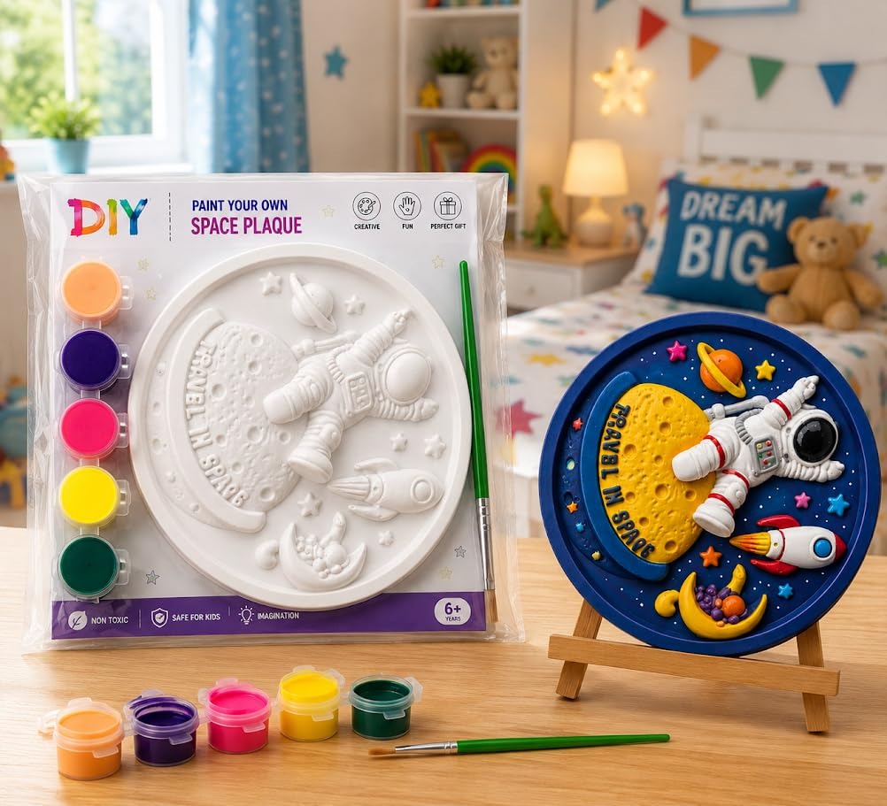 DIY Paint Your Own Space Plaque kit using Travel in Space mold