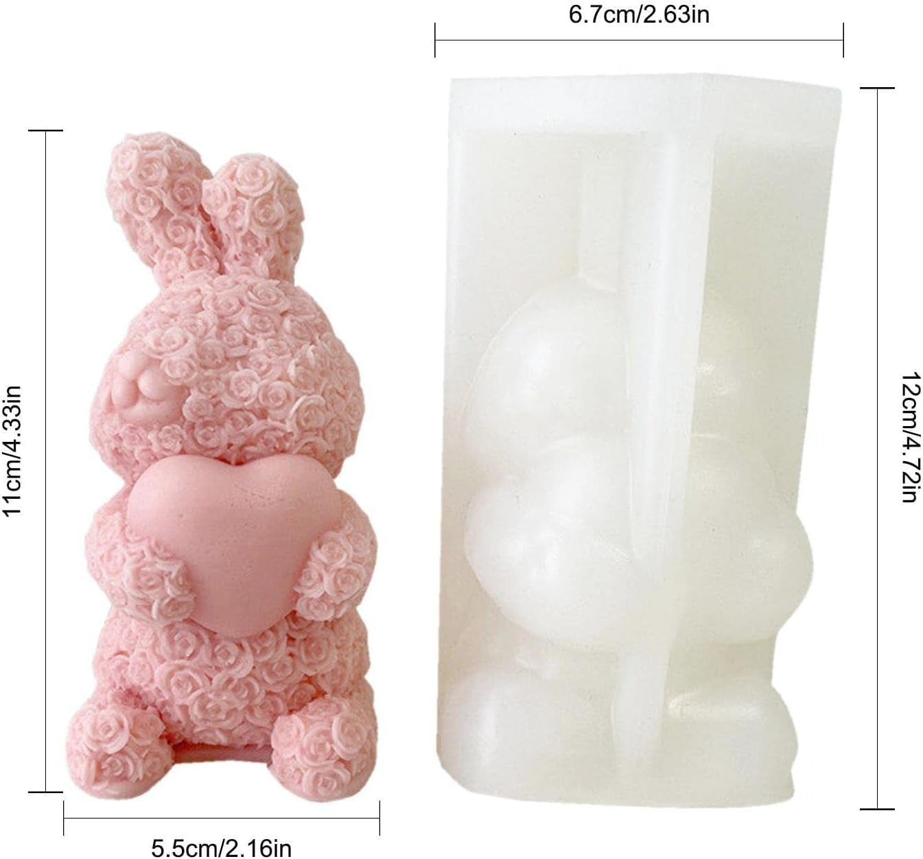 3D rose rabbit silicone mold