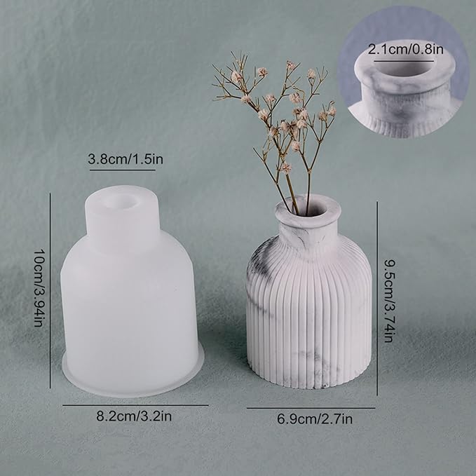 3D Striped Plaster Vase Silicone Molds DIY Vase Concrete Clay Cement Epoxy Resin Mold Gardening Decoration