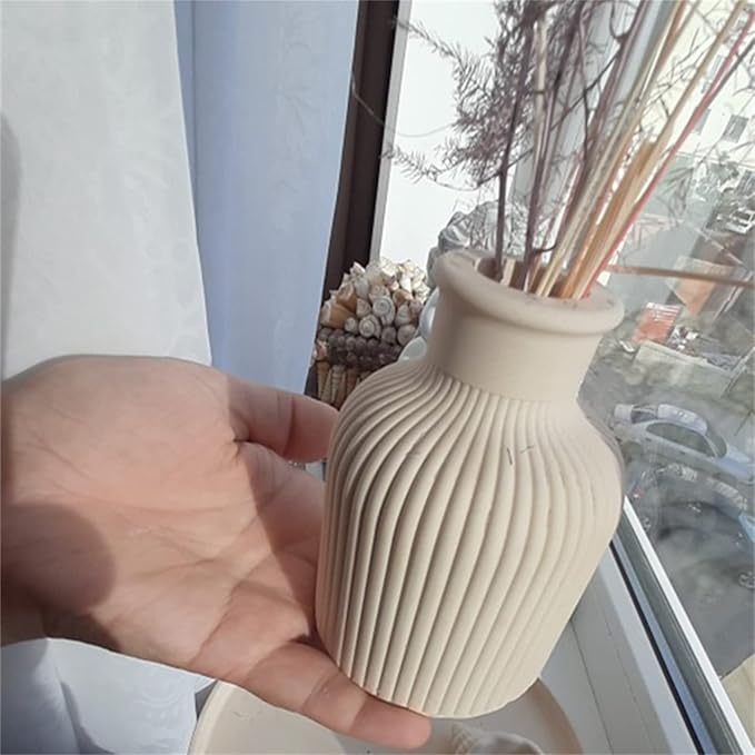 3D Striped Plaster Vase Silicone Molds DIY Vase Concrete Clay Cement Epoxy Resin Mold Gardening Decoration