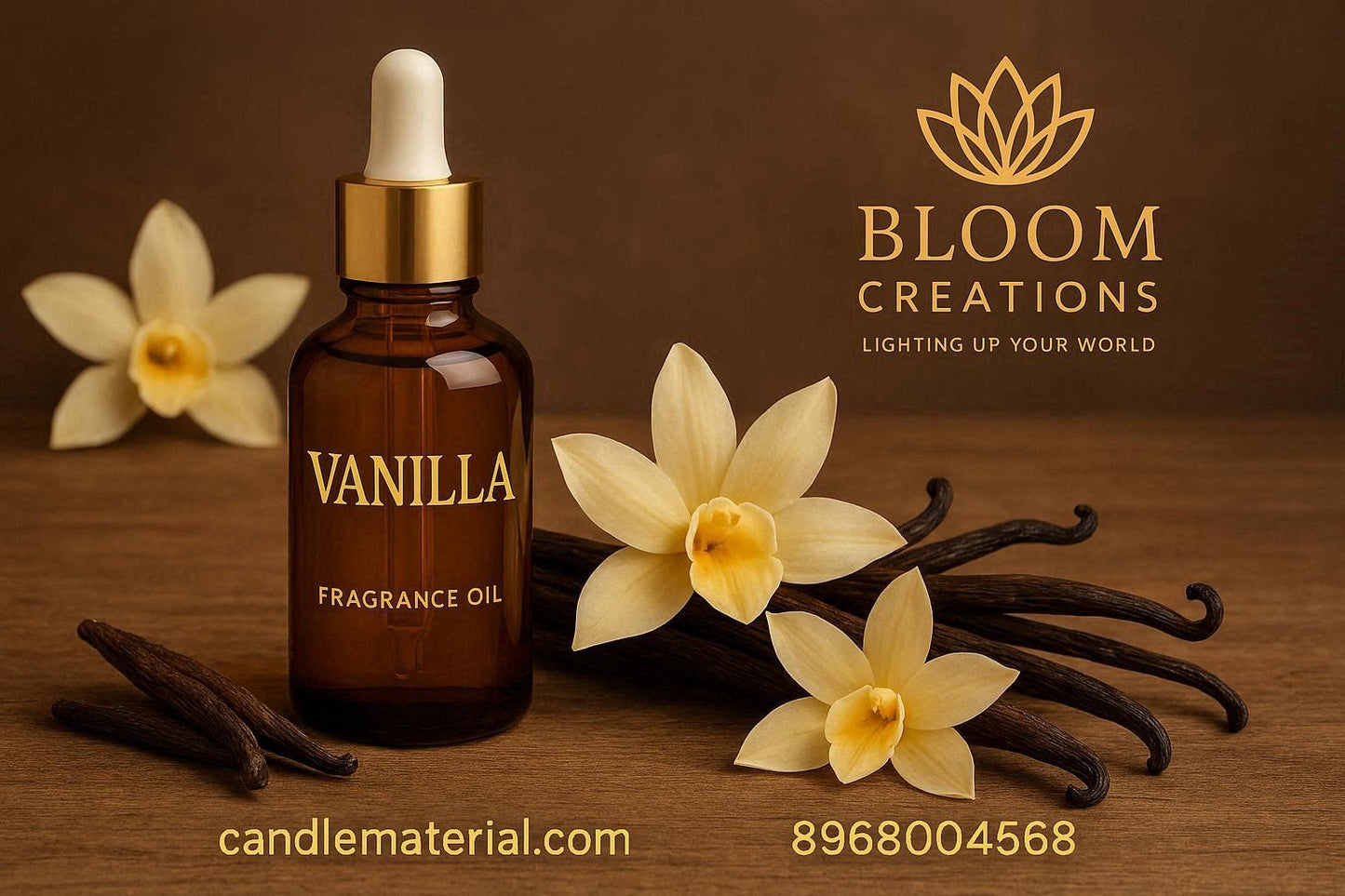 Vanilla fragrance oil for candle making — classic sweet gourmand scent