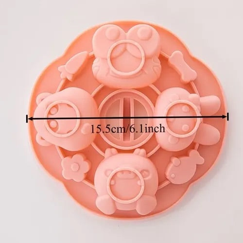 Cute Animal Silicone Candle Mould – 6-Cavity Round