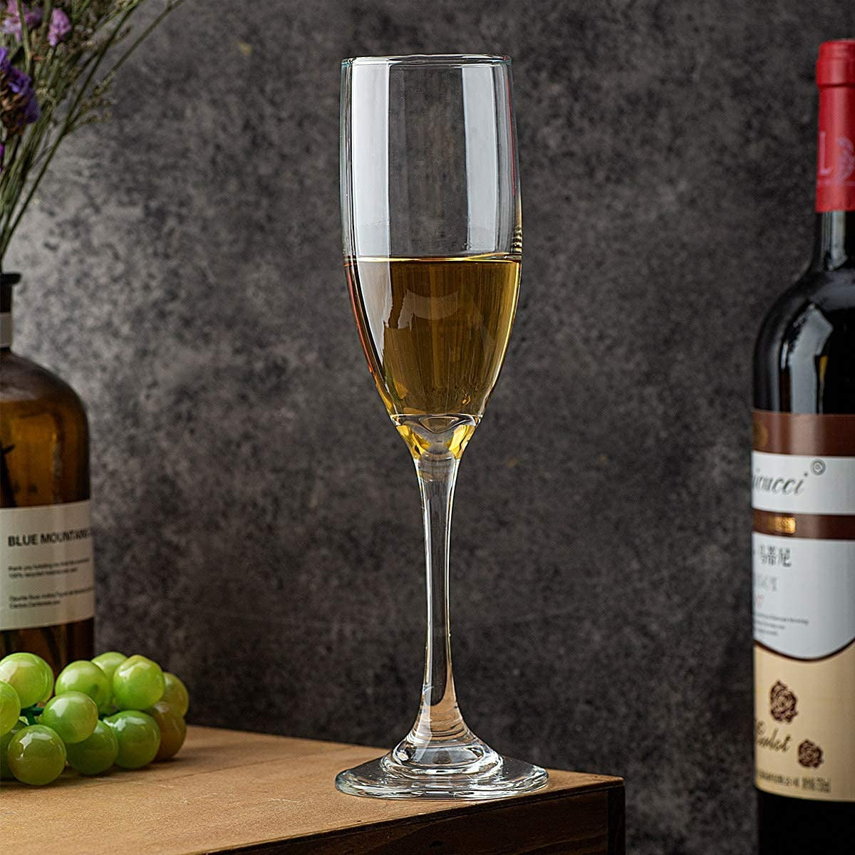 Champion Glass Set of 6 — Imported Tall Champagne Glasses (Candle & Bar)