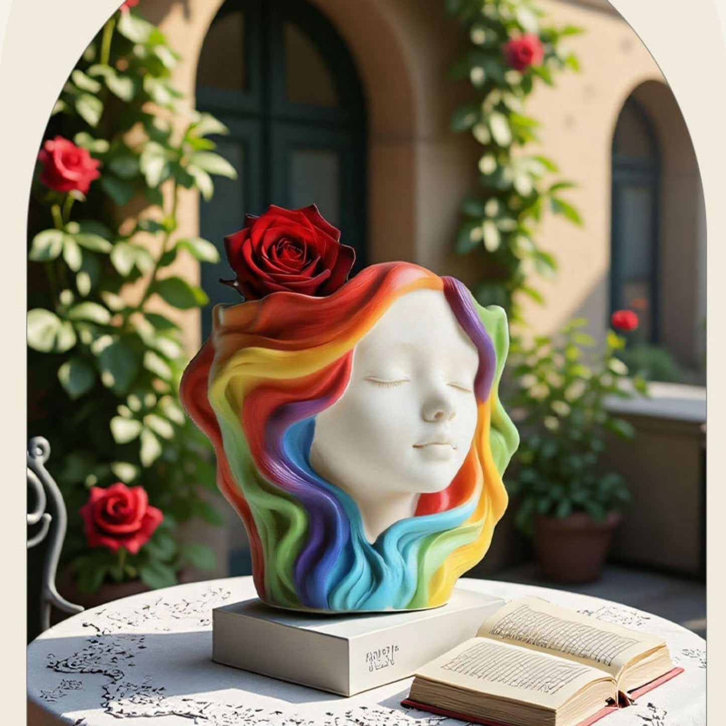 Woman Face Silicone Mold | 9cm Flowing Hair Candle Wax Planter Brush Organizer
