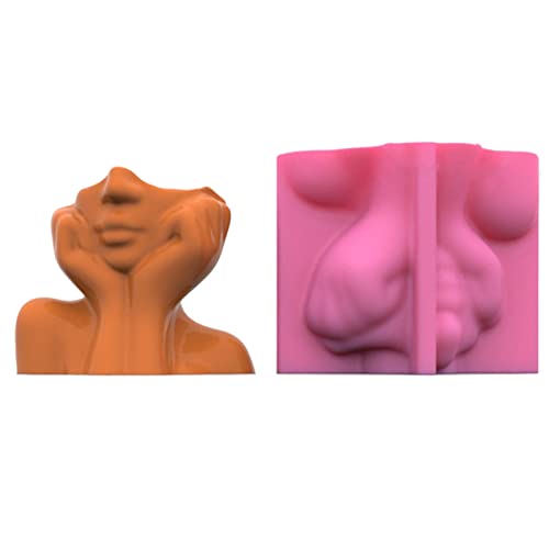 Face Silicone Mould – 3D Cheek Support Face Succulent Flowerpot Cement & Plaster Mould