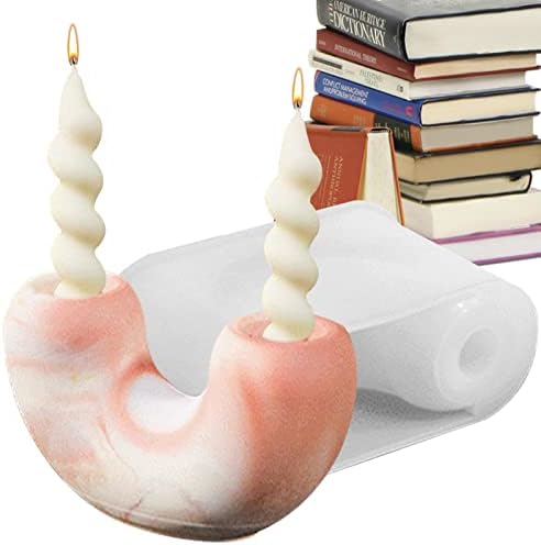 Candle Holder Mold, U Shaped Double Candlestick Stand Silicone Mold, Crystal Epoxy Candle Holder Mold, Candle Stick Molds for Candle Holder Making, for Home Decor