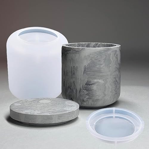 Box Resin Molds I Concrete Round Long Silicone Epoxy Casting Mould with Lid I for DIY Handmade Necklace Earring Art Crafts Jewelry Storage Box Ring Trinket Container Decorations (Smooth)