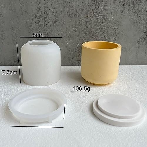 Box Resin Molds I Concrete Round Long Silicone Epoxy Casting Mould with Lid I for DIY Handmade Necklace Earring Art Crafts Jewelry Storage Box Ring Trinket Container Decorations (Smooth)