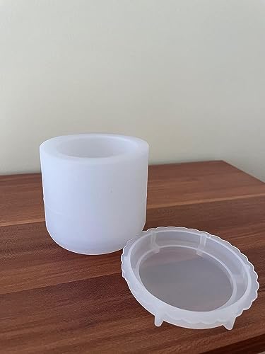 Box Resin Molds I Concrete Round Long Silicone Epoxy Casting Mould with Lid I for DIY Handmade Necklace Earring Art Crafts Jewelry Storage Box Ring Trinket Container Decorations (Smooth)