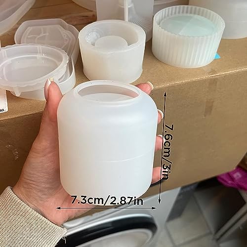 Box Resin Molds I Concrete Round Long Silicone Epoxy Casting Mould with Lid I for DIY Handmade Necklace Earring Art Crafts Jewelry Storage Box Ring Trinket Container Decorations (Smooth)