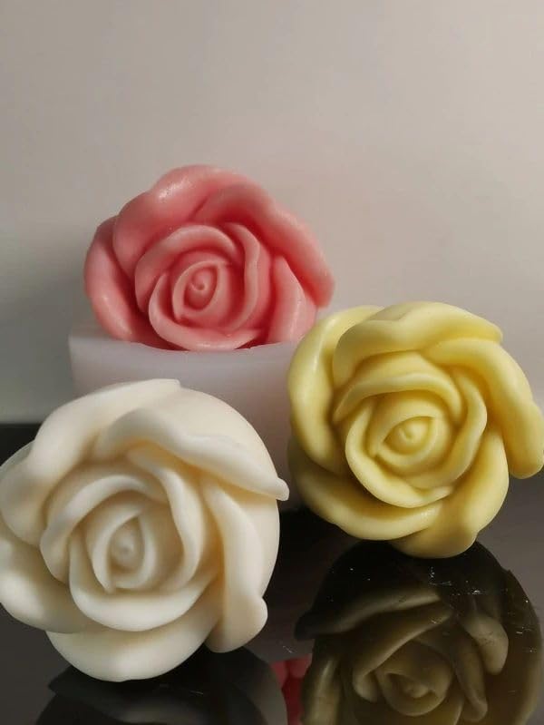 Silicon 3D Flower Bloom Rose Shape Silicone Moulds for Cupcake Dessert Chocolate Jelly Cookie Decor, Pastry, Chocolate, Handmade Soap Mould Candy Making, White