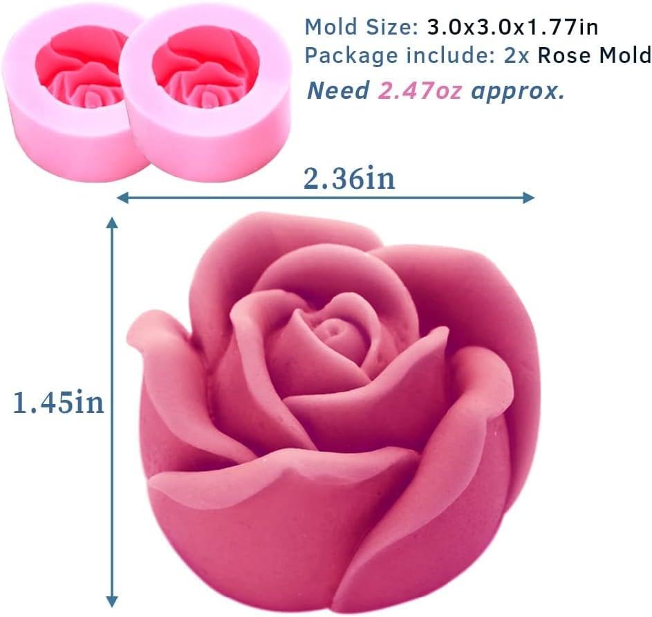 3D Bloom Rose Silicone Mould – Full Flower Candle, Soap & Chocolate Mould