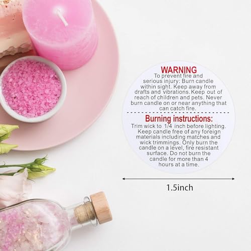 Candle Warning Labels Candle Safety Sticker 1.5 Inch for DIY Candle Jars (500)