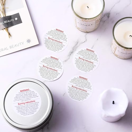 Candle Warning Labels Candle Safety Sticker 1.5 Inch for DIY Candle Jars (500)