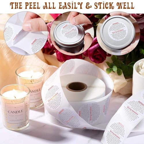 Candle Warning Labels Candle Safety Sticker 1.5 Inch for DIY Candle Jars (500)