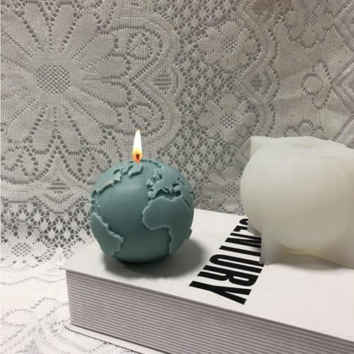 Globe Candle Mold I 3D Earth Round Shape Casting Silicone Cement Mould I Succulent Concrete Molds
