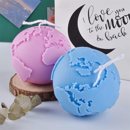 Globe Candle Mold I 3D Earth Round Shape Casting Silicone Cement Mould I Succulent Concrete Molds