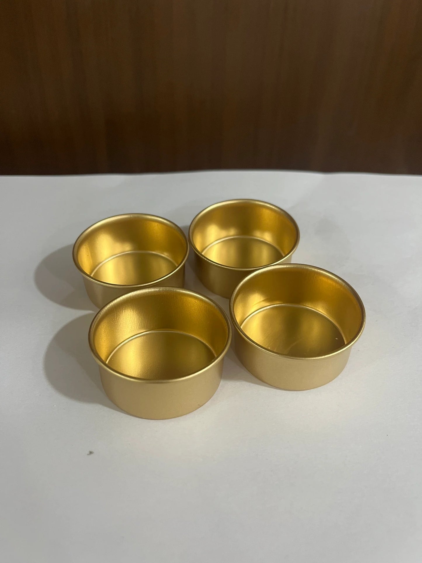 Gold iron tealight cups for candle making — round metallic candle cups pack of 6