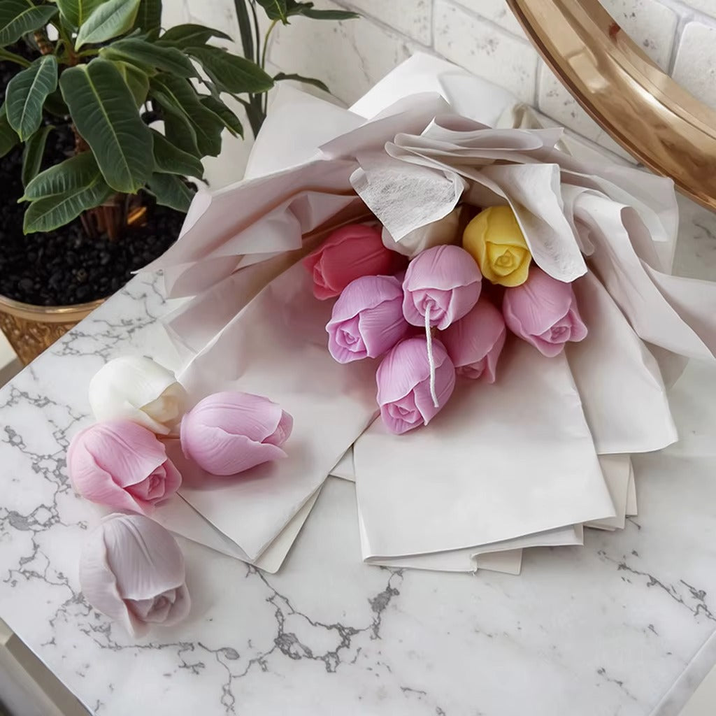 3d Tulip Flower Shape Candle Mould Romantic Flower Aromatherapy Soap Aroma Candle Making Mould