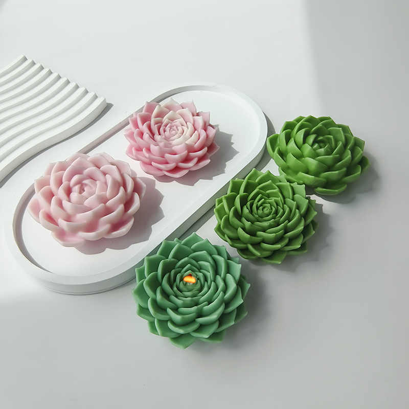 Diy Handmade Succulent Plaster Decoration Silicone Molds 3d Succulent Series Aromatherapy Flower Plant Candle Molds For Gift
