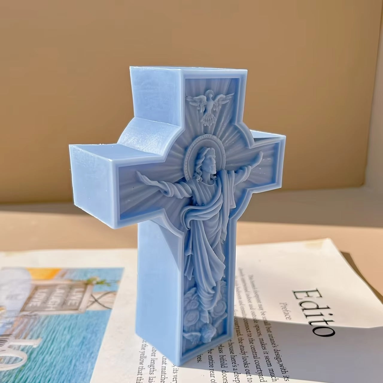 Jesus Christ Cross Silicone Mold for DIY Resin Art, Candle Making, Soap Crafting, Plaster Casting, and Epoxy Projects, Flexible Reusable Craft Mould for Home Decor and Spiritual Gifts