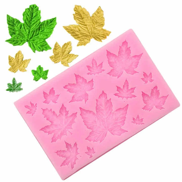 Silicone Leaves Fondant Molds 3D Mini Maple Leaf Rose Shaped DIY Cake Decoration Molds