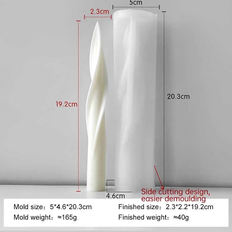 Spiral Taper Candle Silicone Mold — 3D Twister Column for Wax Resin & Soap | Bloom Creations India