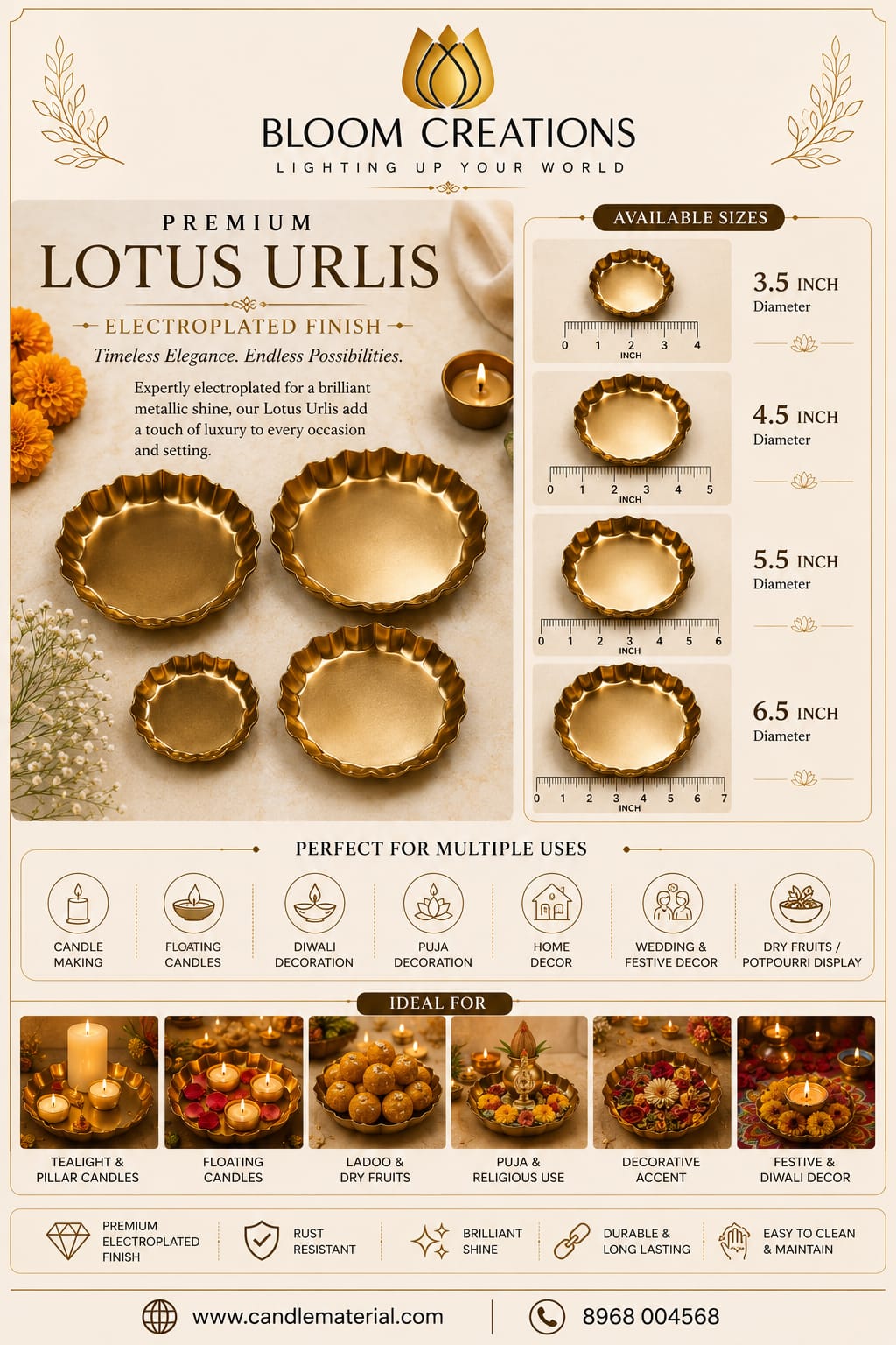 Premium Lotus Urlis – Electroplated Finish