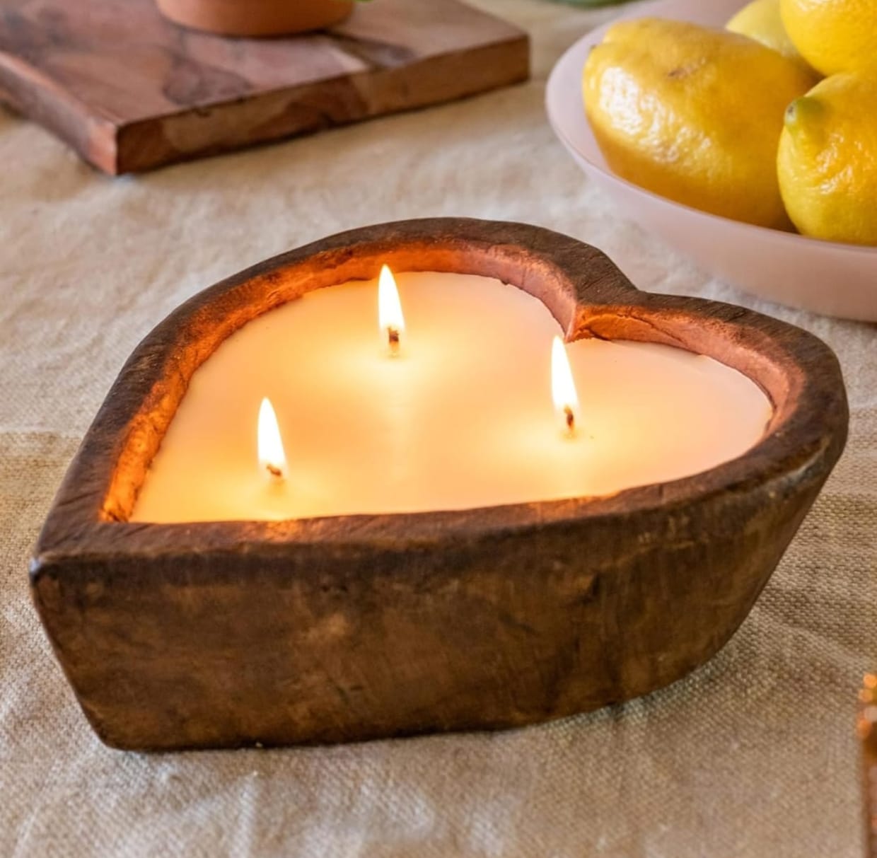 Wooden Bowl for Candles - Heart Shape