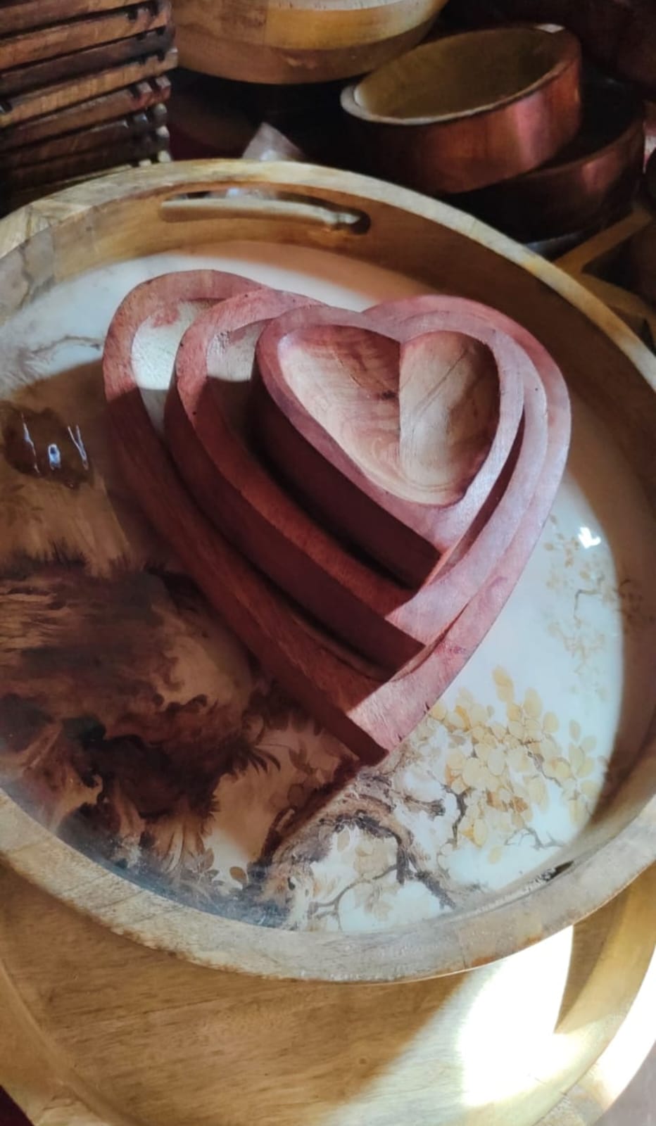 Wooden Bowl for Candles - Heart Shape