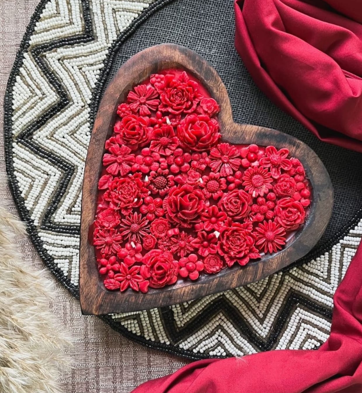 Wooden Bowl for Candles - Heart Shape