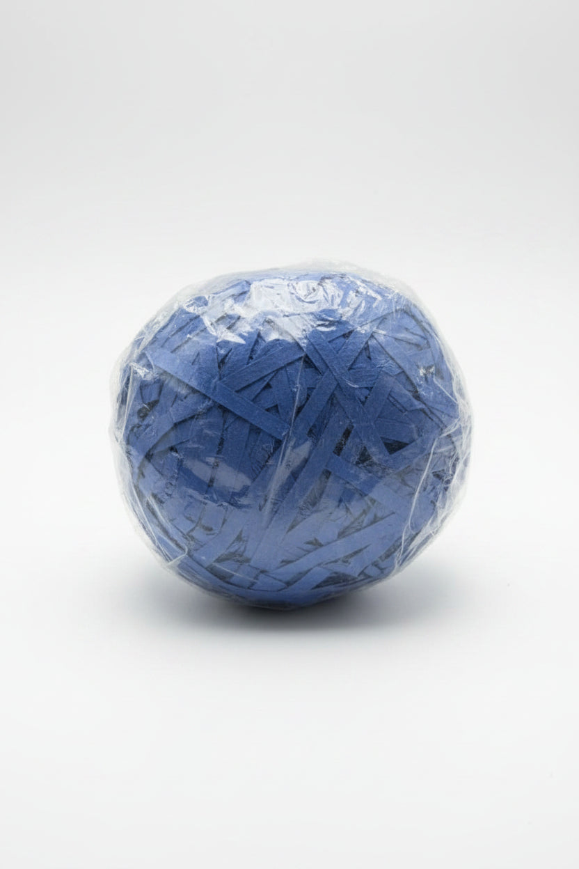 Dusty blue slate periwinkle shredded paper gift box filler in a clear bag