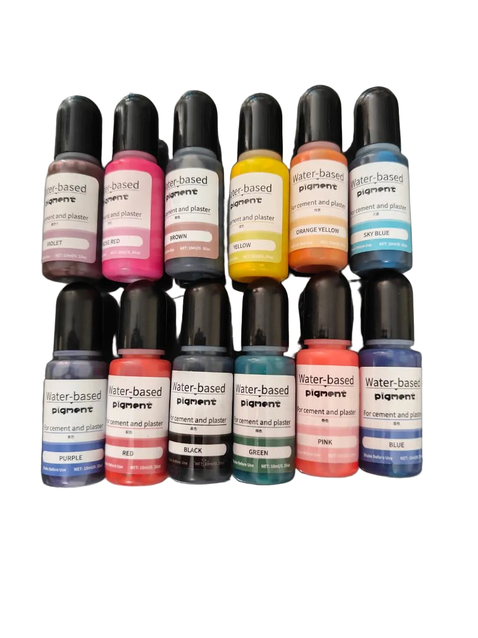 Water-based Pigment Set of 12 – 10ml Each | For Cement & Plaster