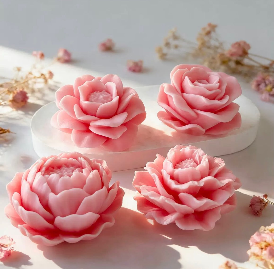 3D Peony Flower Silicone Mold — size reference | Bloom Creations India