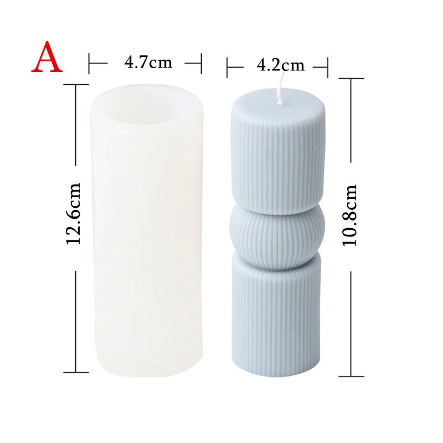 Ribbed Pillar Candle Silicone Mould – Roman Striped Sculpture Wedding Aesthetic Decor ₹240
