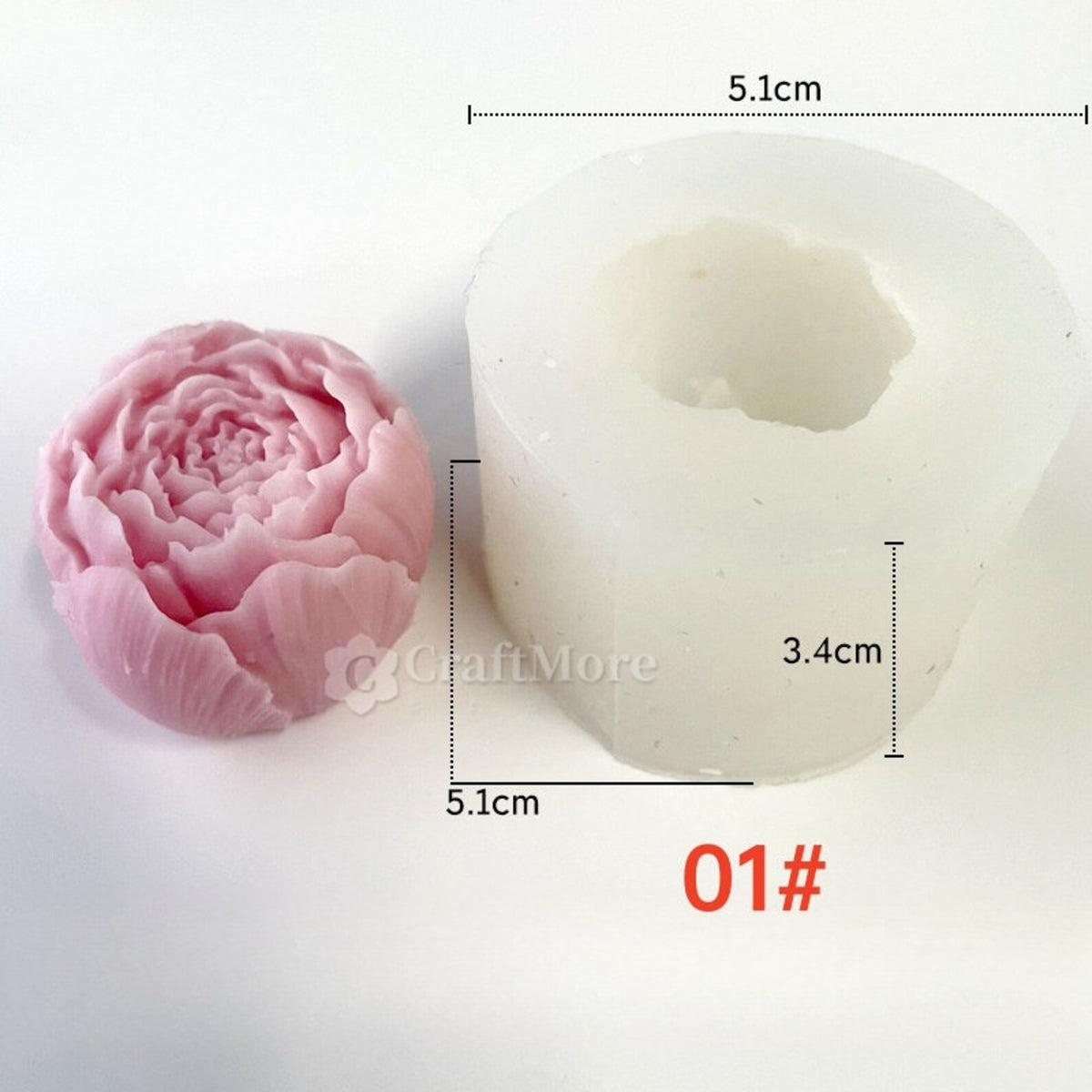 Rose Bud Silicone Mould – 3D Closed Peony Flower Candle Soap Resin Cast (S ₹50 | L ₹145)