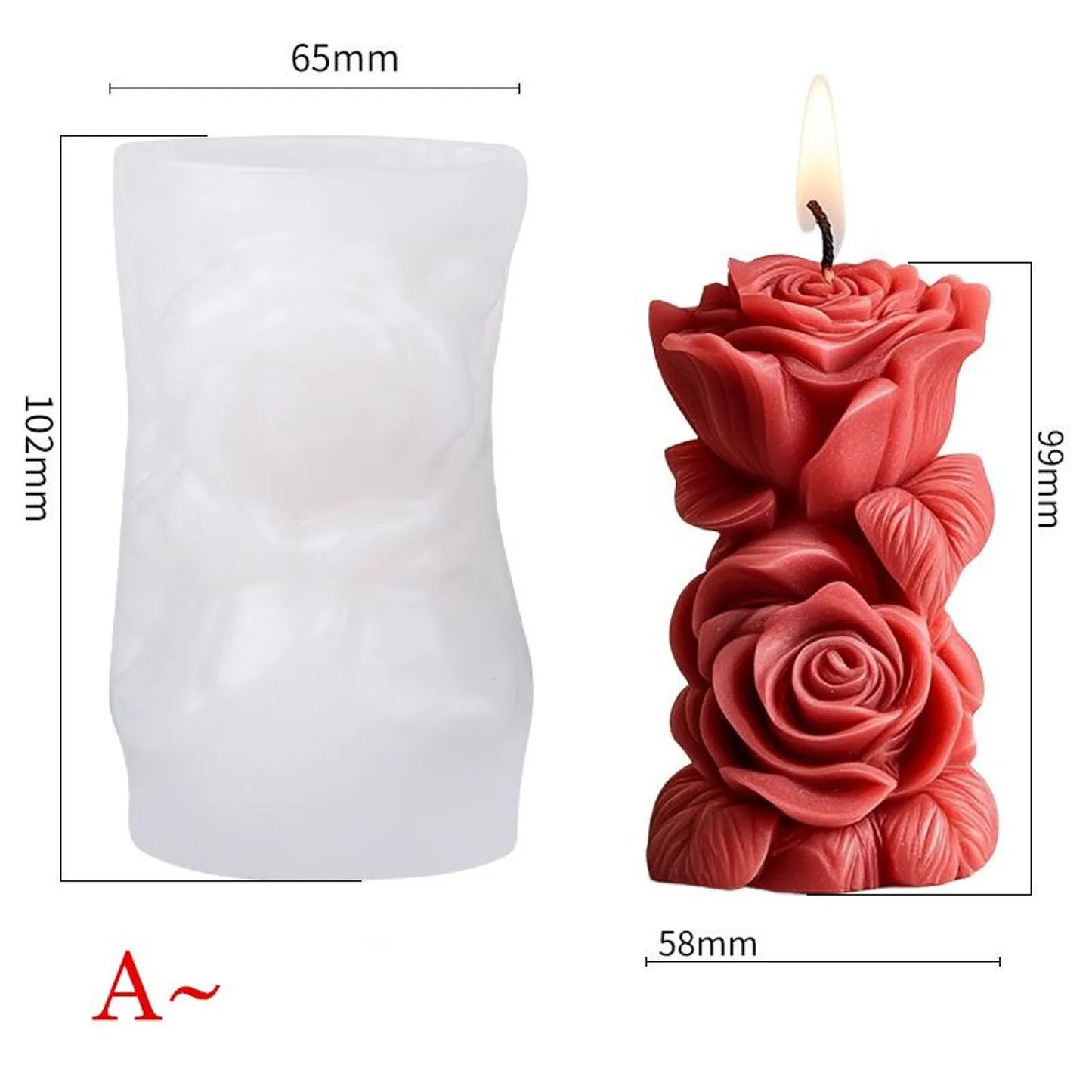 3D Rose Flower Pillar Candle Mold