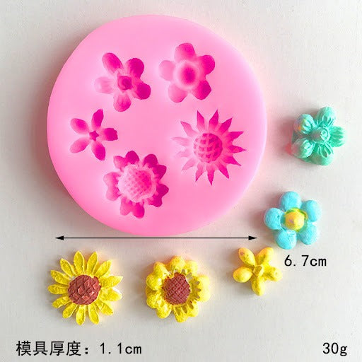 Rose, Sunflower Fondant Mould, Peony, Chrysanthemum,Daisy Blossom Flower Candy Molds for Cake Decoration,Chocolate, Clay, Resin, Confectionery Projects soap Crafting