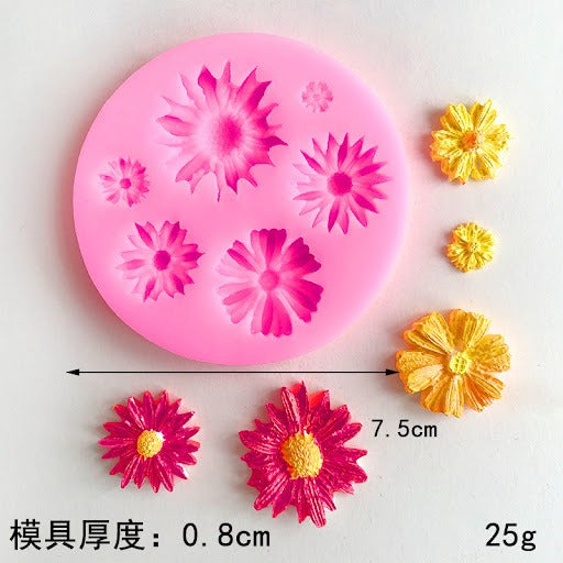 Rose, Sunflower Fondant Mould, Peony, Chrysanthemum,Daisy Blossom Flower Candy Molds for Cake Decoration,Chocolate, Clay, Resin, Confectionery Projects soap Crafting