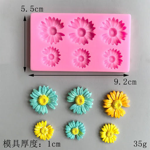 Rose, Sunflower Fondant Mould, Peony, Chrysanthemum,Daisy Blossom Flower Candy Molds for Cake Decoration,Chocolate, Clay, Resin, Confectionery Projects soap Crafting