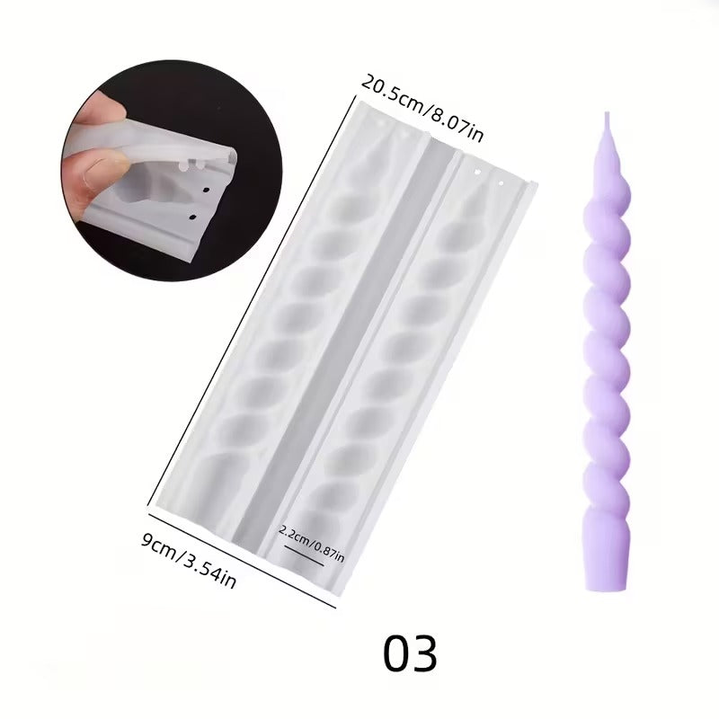 Spiral Taper Candle Silicone Mould — 4 Twisted Ribbed Styles (Style 03/04/05/07)