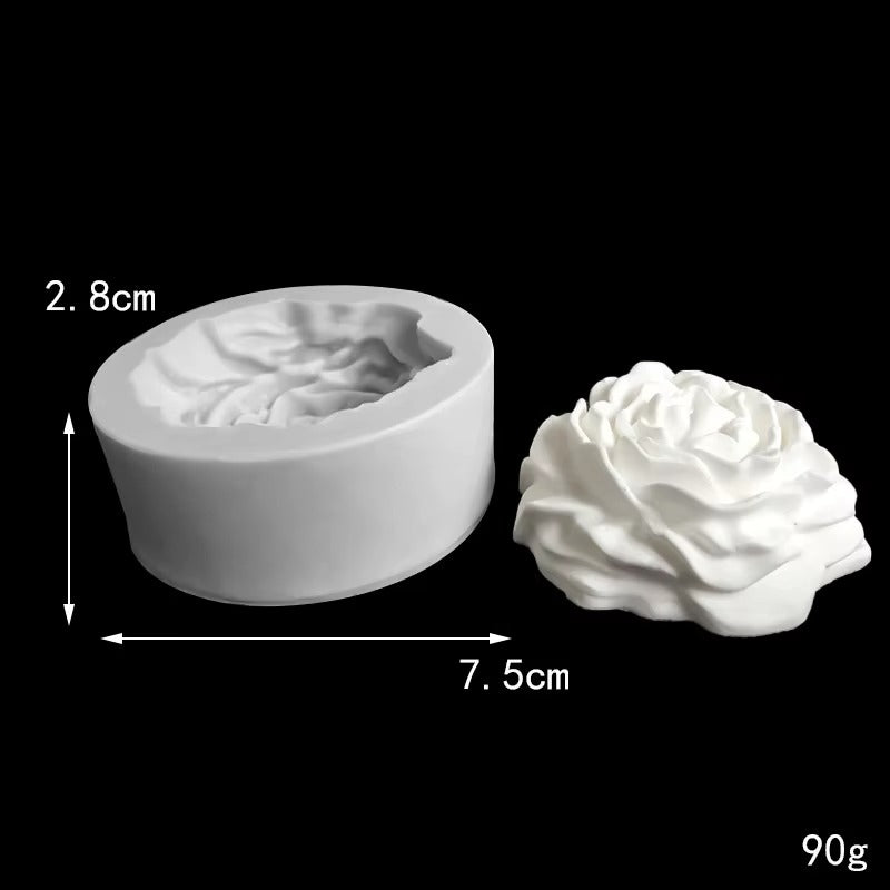 Peony Rose Flower Silicone Candle Mould – 7.5cm Blooming Flower Mould