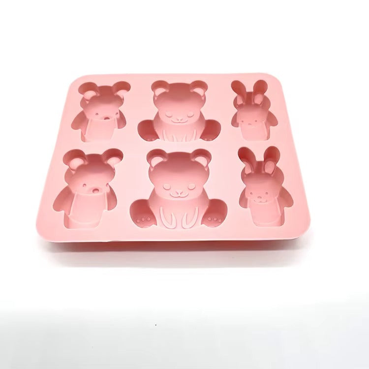 6-Cavity Bear & Bunny Silicone Mould for Candles & Soap