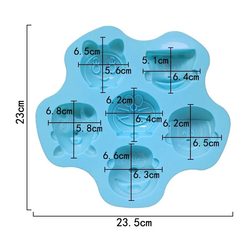 7-Cavity Cartoon Character Face Silicone Mould for Candles & Soap